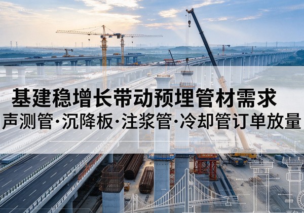 呼和浩特基建稳增长带动预埋监测管材需求，声测管、沉降板、注浆管订单持续放量